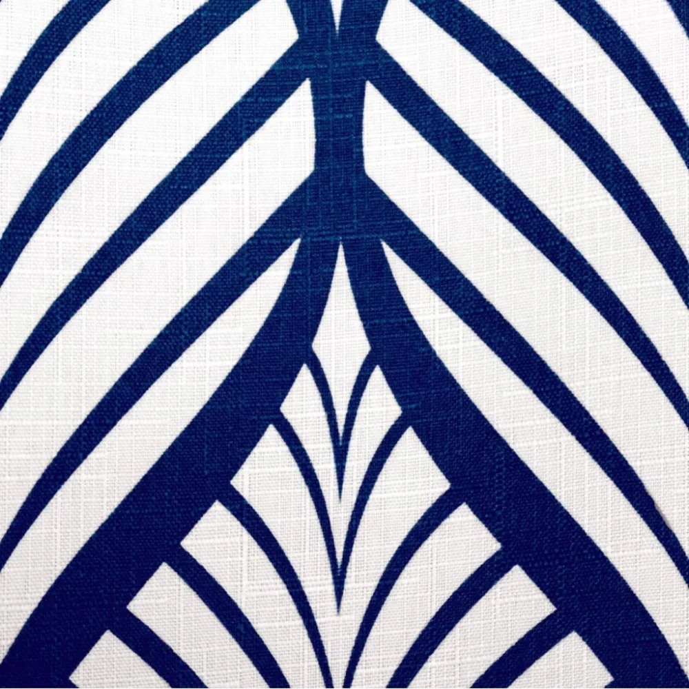 Moda Navy and White Deco Leaf Shower Curtain
